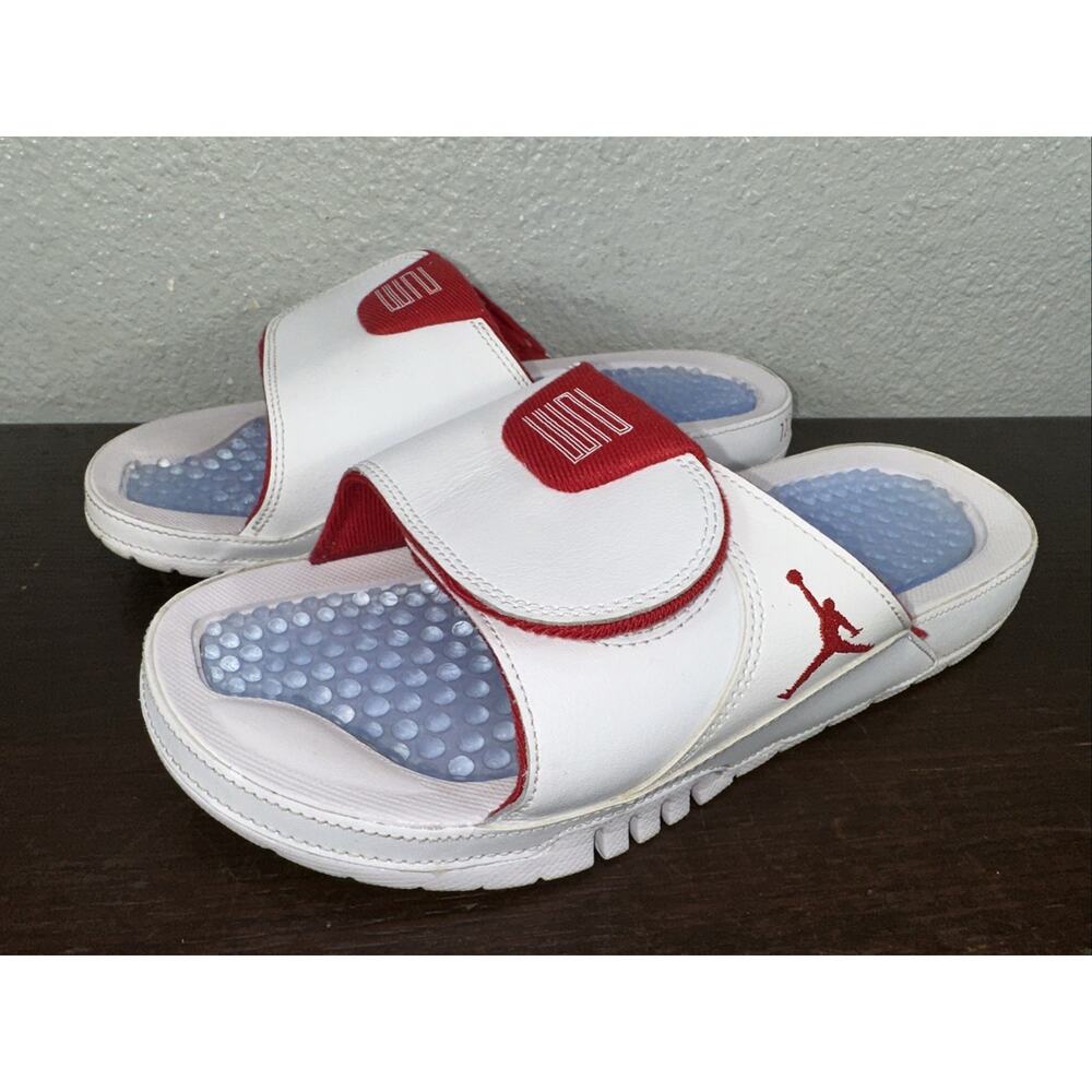 Jordan Hydro Xi Retro Slides Size 8 White Red Bla… - image 1